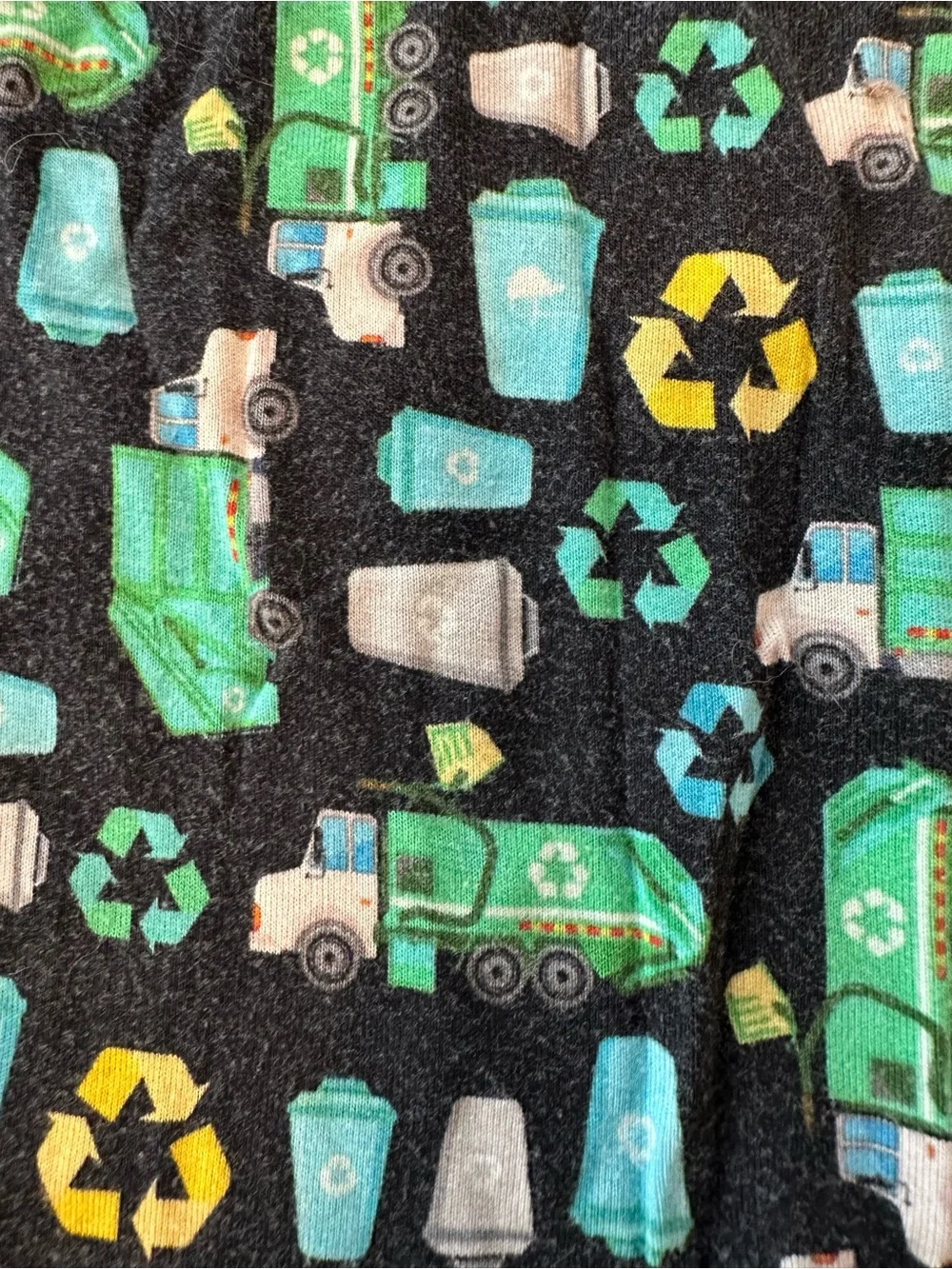Green and Black Recycling Truck Kids Pajama Set